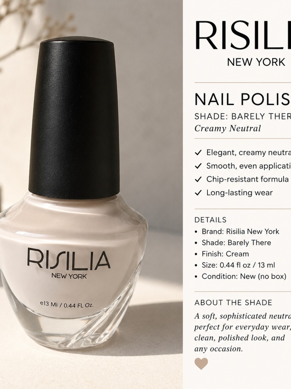 "Barely There" Cream Nail Polish - Neutral Beige